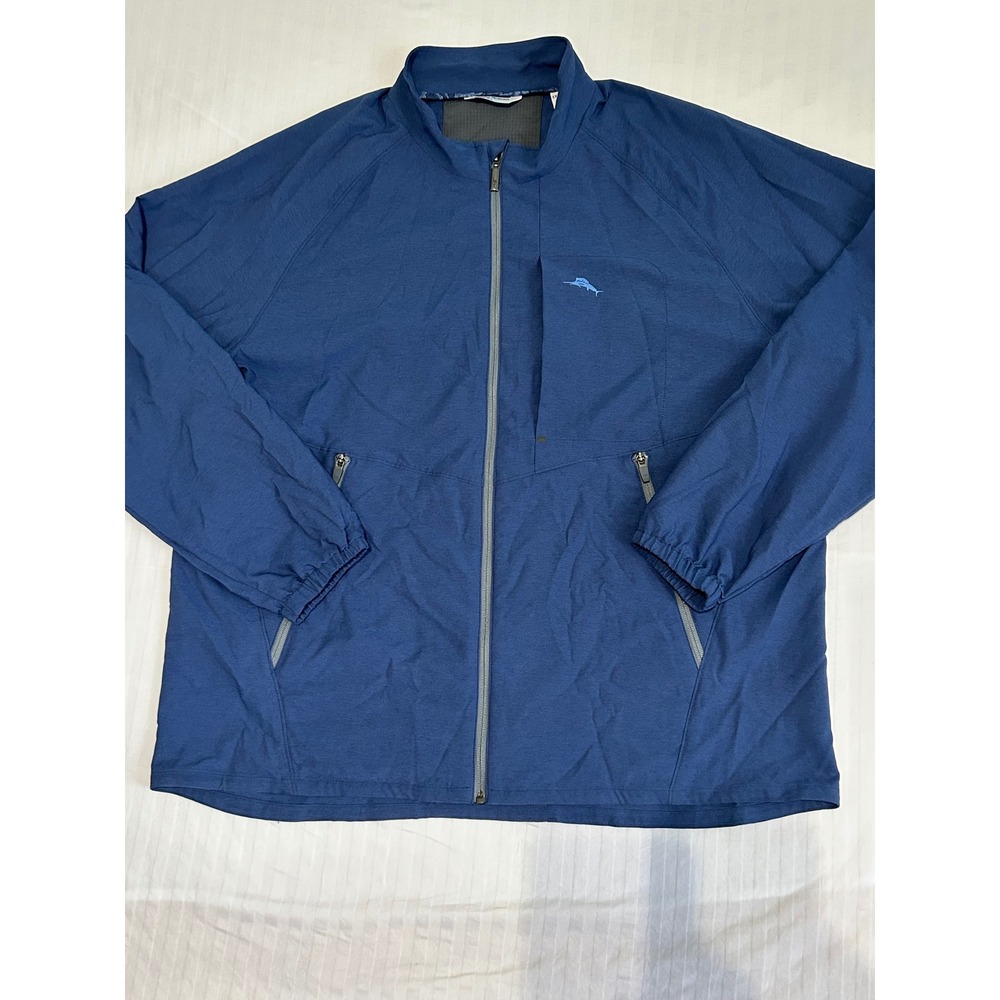 Tommy Bahama IslandZone Mens XXL Full Zip Jacket Navy Blue Performance Layer